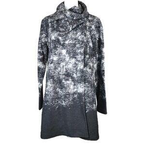Cynthia Rowley Wool Blend Coat Womens Medium Black Gray Long Lightweight Casual